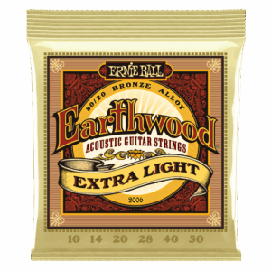 CUERDAS ERNIE BALL EARTHWOOD 80/20 BRONCE EXTRA LIGHT P02006 (10-50) PARA GUITARRA ACUSTICA TIPO FOLK