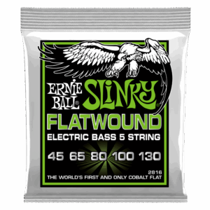 CUERDAS ERNIE BALL REGULAR SLINKY FLAT WOUND COBALT P02816 (45-130) PARA BAJO 5 CUERDAS