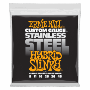 CUERDAS ERNIE BALL HYBRID SLINKY P02247 EN ACERO INOXIDABLE PARA GUITARRA ELECTRICA CALIBRE 9-46